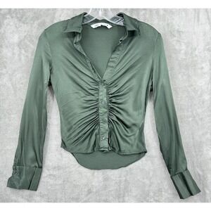 Zara Blouse Womens XS Cropped Satin Effect Retro 90s Y2K Casual Classic Casual